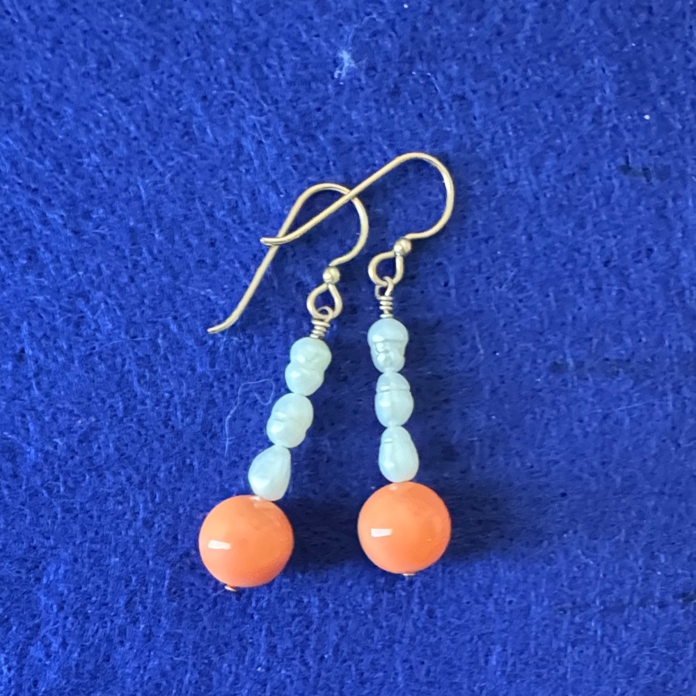 Elegant Gold and Orange Dangle Earrings